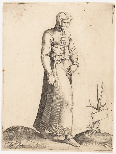Costume Plate: Woman with Hooded Garment