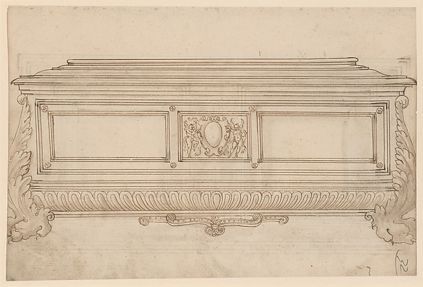 Design for a Cassone.  Verso, Design for a Cabinet Door or Cassone Lid
