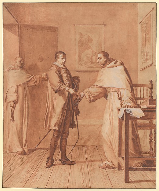 Scene 25: Fatally wounded, King Henry III informs the Blessed Abbot of his condition and recommends himself to his prayers