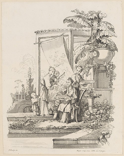 Seated Woman with Children and Servants