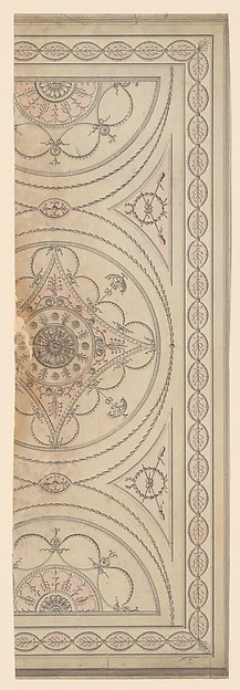 Half Plan of a Ceiling with an Oval Center and Semicircular Ends