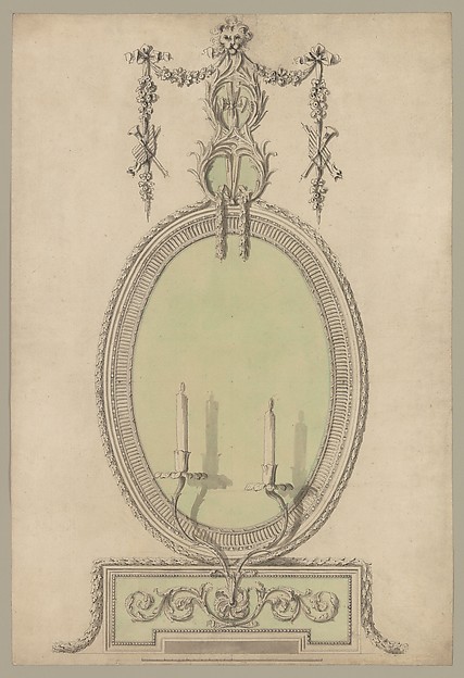 Two Designs for an Overmantel Glass (Verso: Partial Floor plan)