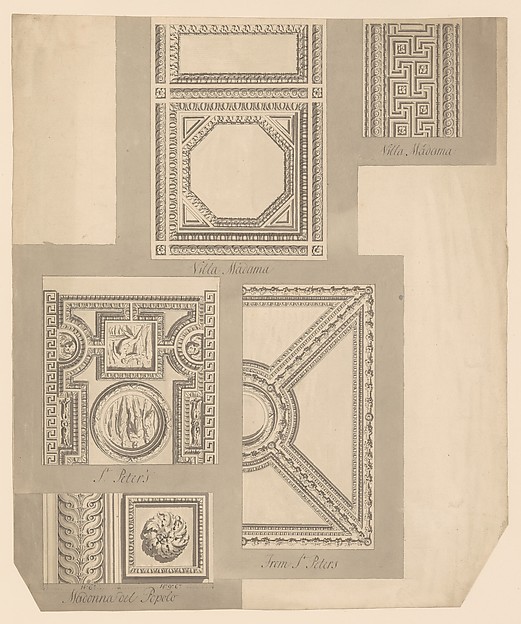Details of Ceilings, Villa Madama, St. Peter's and Madonna del Popolo by Sir William Chambers