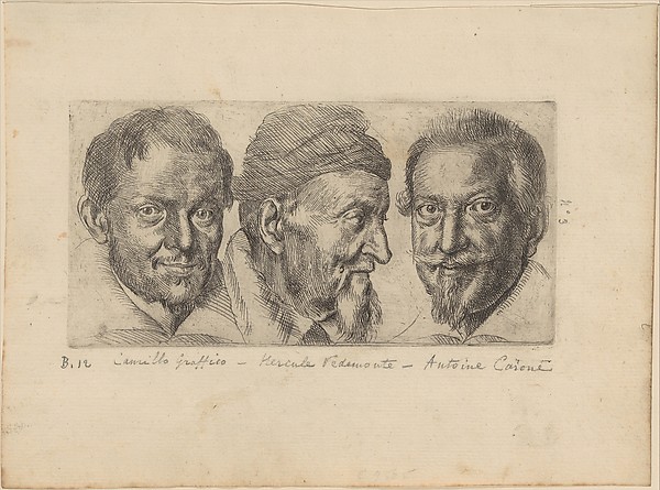 Three portraits possibly representing Camillo Graffico, Ercole Pedemonte and Antonio Carone