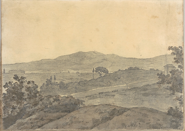 Landscape with Distant Buildings (Smaller Italian Sketchbook, leaf 28 recto)