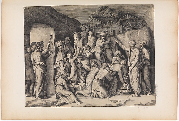 Moses Telling the Israelites to Gather Manna and Moses Striking the Rock by Giulio Bonasone