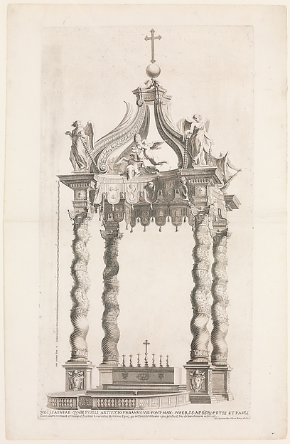 Isolated View of Bernini's Baldacchino. Plate 39 from the Album 'Basilica di S. Pietro in Vaticano'