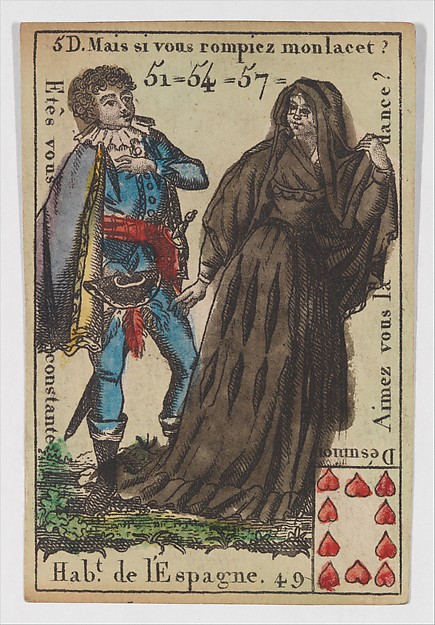 Hab.t de l'Espagne, from the playing cards (for quartets) "Costumes des Peuples Étrangers"