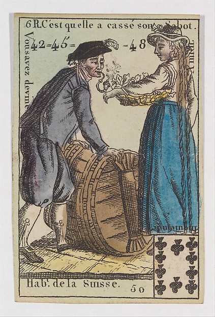 Hab.t de la Suisse, from the playing cards (for quartets) "Costumes des Peuples Étrangers"