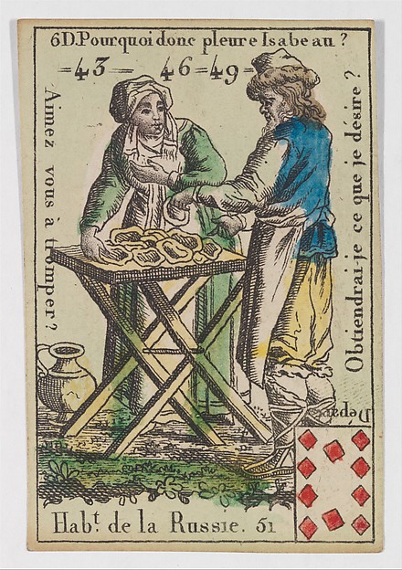 Hab.t de la Russie, from the playing cards (for quartets) "Costumes des Peuples Étrangers"
