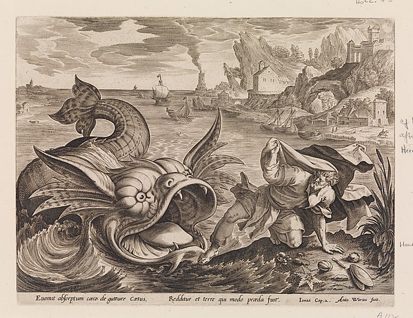 Jonah Cast on Shore by the Fish, from "The Story of Jonah" by Maerten de Vos
