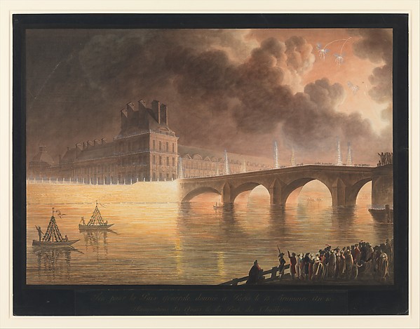 Fête pour la Paix Générale donnée à Paris le 18 Brumaire. Pont Royal