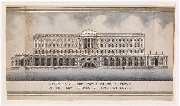 Elevation of the South, or River Front of the New Building at Somerset Place