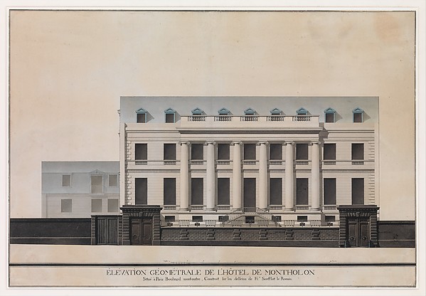 Elevation of the Façade of the Hôtel de Montholon, Paris by Jean Jacques Lequeu, The Metropolitan Museum of Art