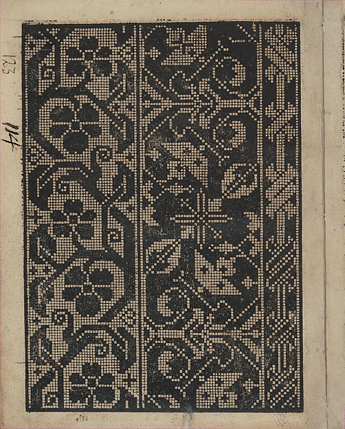 Libbretto nouellamete composto per maestro Domenico da Sera...lauorare di ogni sorte di punti, page 3 (verso)