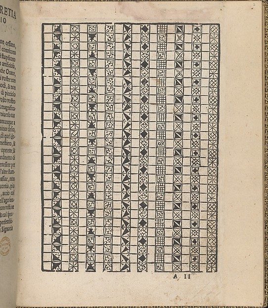 Giardineto novo di punti tagliati et gropposi per exercitio & ornamento delle donne (Venice 1554), page 2 (recto)