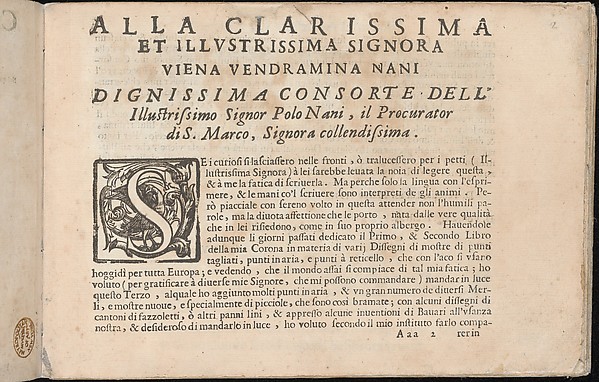 Corona delle Nobile et Virtuose Donne, Libro Terzo, page 2 (recto)