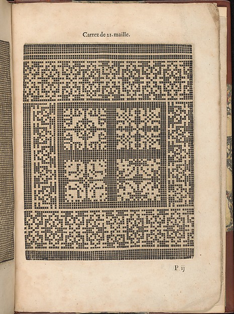 Les Secondes Oeuvres, et Subtiles Inventions De Lingerie du Seigneur Federic de Vinciolo Venitien, page 58 (recto)