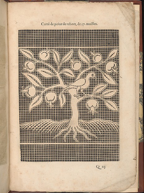 Les Secondes Oeuvres, et Subtiles Inventions De Lingerie du Seigneur Federic de Vinciolo Venitien, page 63 (recto)