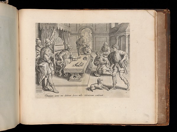 The King Cancelling his Servant's Debt, from the Parable of the Unmerciful Servant, bound in Thesaurus Sacrarum historiarum Veteris et Novi Testamenti