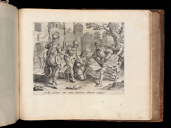 The Servant Sending his Fellow Servant to Prison, from The Parable of the Unmerciful Servant, bound in Thesaurus Sacrarum historiarum Veteris et Novi Testamenti