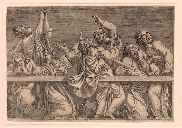 The Apostles Looking at Christ and the Virgin in a Glory of Angels (bottom left plate) by Léon Davent