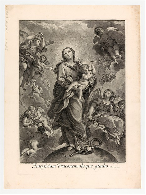 Destroy the dragon without sword; (Dan. 14.25); Virgin and Child on hemisphere