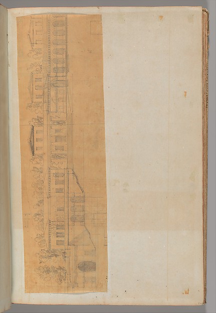 Page from a Scrapbook containing Drawings and Several Prints of Architecture, Interiors, Furniture and Other Objects