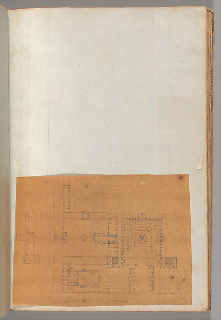 Page from a Scrapbook containing Drawings and Several Prints of Architecture, Interiors, Furniture and Other Objects