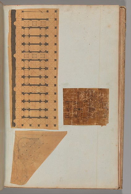 Page from a Scrapbook containing Drawings and Several Prints of Architecture, Interiors, Furniture and Other Objects