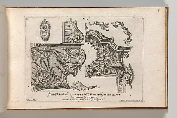 Suggestion for the Decoration of  the Lower and Top Right of a Frame, Plate 1 from: 'Unterschidliche Auszierungen zu Thüren und Fenster, etc. etc. sehr nutzlich zu gebrauchen'