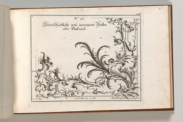 Design for the Decoration of the Lower Right Corner of a Ceiling, Plate 1 from: 'Unterschiedliche neü inventirte Decken oder Plafond.'