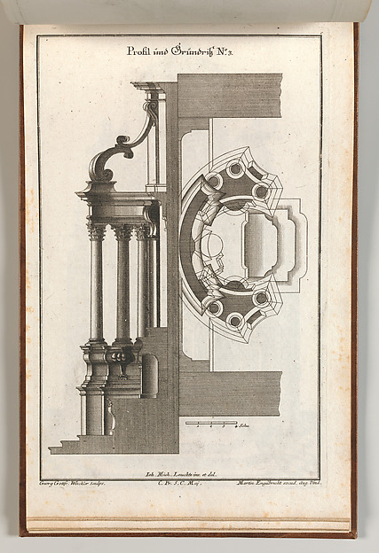 Floorplan and Side View of an Altar, plate C(2) from "Unterschiedliche Neu Inventierte Altäre mit darzu gehörigen Profillen u. Grundrißen"