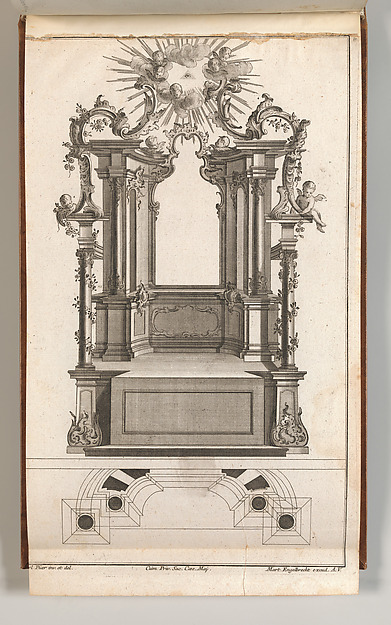 Design for a Monumental Altar, Plate 'o' (?)  from 'Unterschiedliche Neu Inventierte Altäre mit darzu gehörigen Profillen u. Grundrißen.'