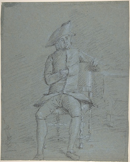Seated Gentleman Holding a Pipe (recto); Half-Length Study of the Same Man (verso)