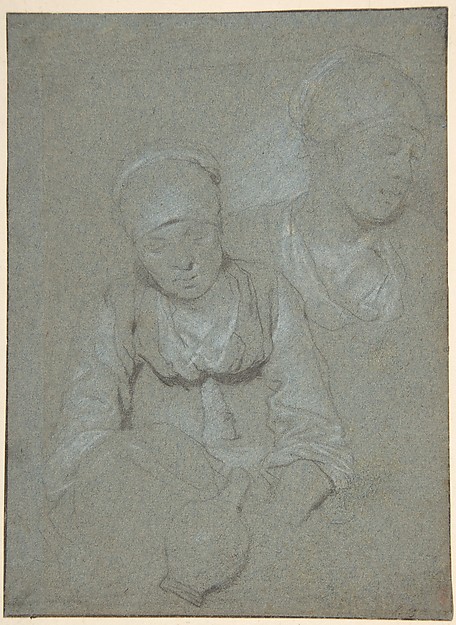 Woman Holding a Jug and a Study of her Head Seen from the Left
