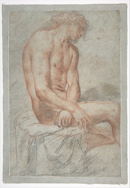 Study of a seated male figure (Ecce Homo?) by Juan Carreño de Miranda