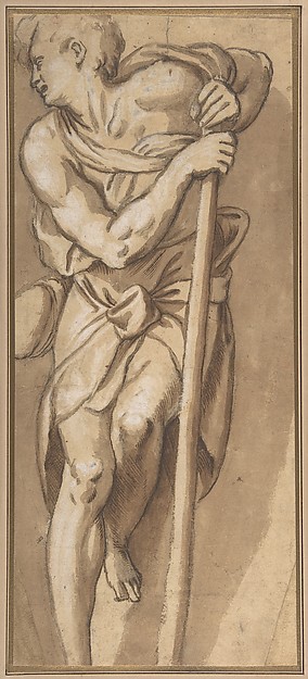 A Man Resting on a Staff