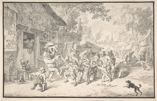 An Itinerant Peddler in a Village