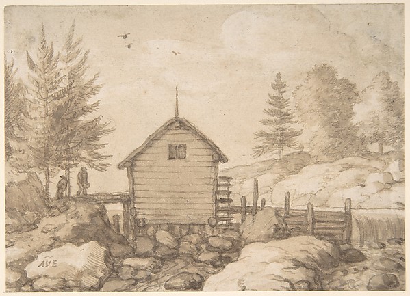 A Mill on Rocks in a River in Norway