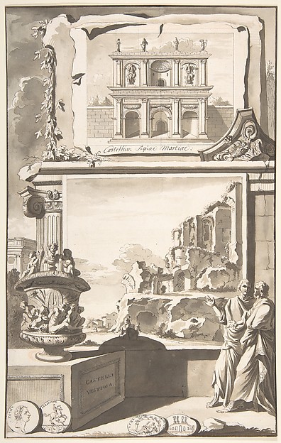 A Reconstruction of the Castellum Aquiae Martiae (above) and a View of the Ruins (below)
