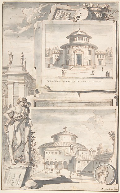 A Reconstruction of the Temple of Divus Claudius in Monte Coelio (above) and a View of the Ruins (below)