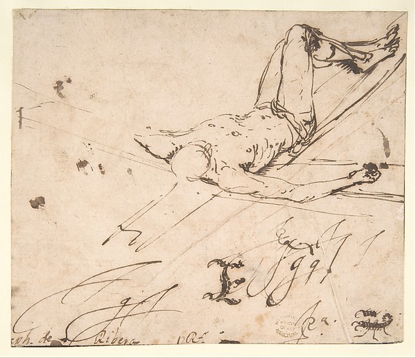 Study for a Crucifixion of St. Peter by Jusepe de Ribera (called Lo Spagnoletto)