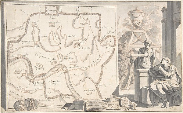 Map of Ancient Rome Illustrating Major Monuments and the Seven Hills
