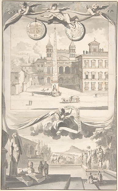 A View of the Obelisk and Saint John in Lateran (above) and a View of an Egyptian Site (?) (below) by Jan Goeree