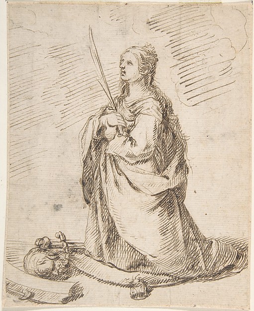 Kneeling Figure of Saint Catherine of Alexandria by Anonymous, Spanish, School of Seville, 17th century