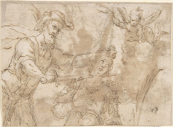 Decapitation of a Female Martyr (Saint Catherine of Alexandria?) by Anonymous, Spanish, School of Seville, 17th century