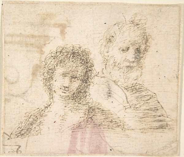 Busts of a Young Woman and an Old Bearded Man