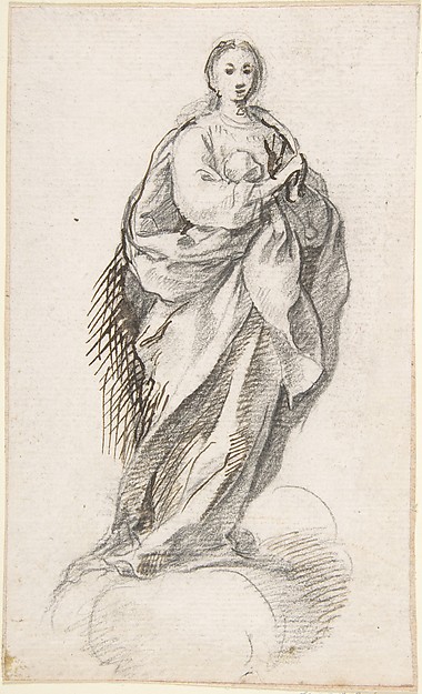 Virgin of the Immaculate Conception Standing on Clouds by Pedro  Duque Cornejo