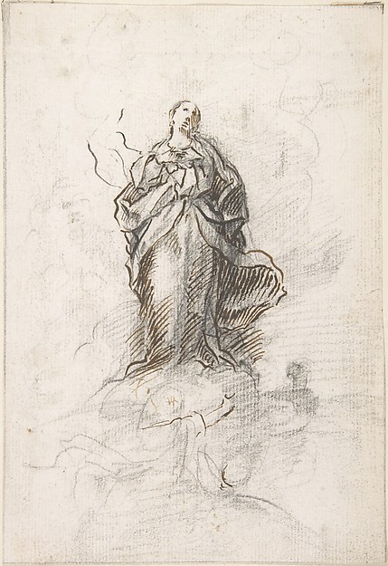 Virgin of the Immaculate Conception Standing on Clouds by Pedro  Duque Cornejo